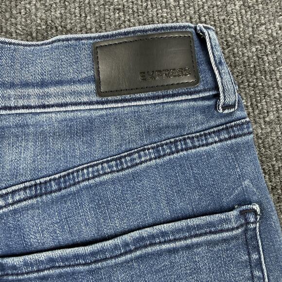 Express Jeans Womens 4R Blue Skinny High Rise Denim Perfect Distressed Raw Hem - Picture 13 of 14